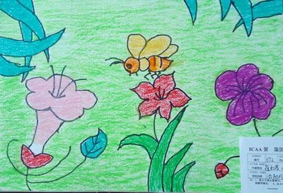 蜜蜂采蜜儿童画