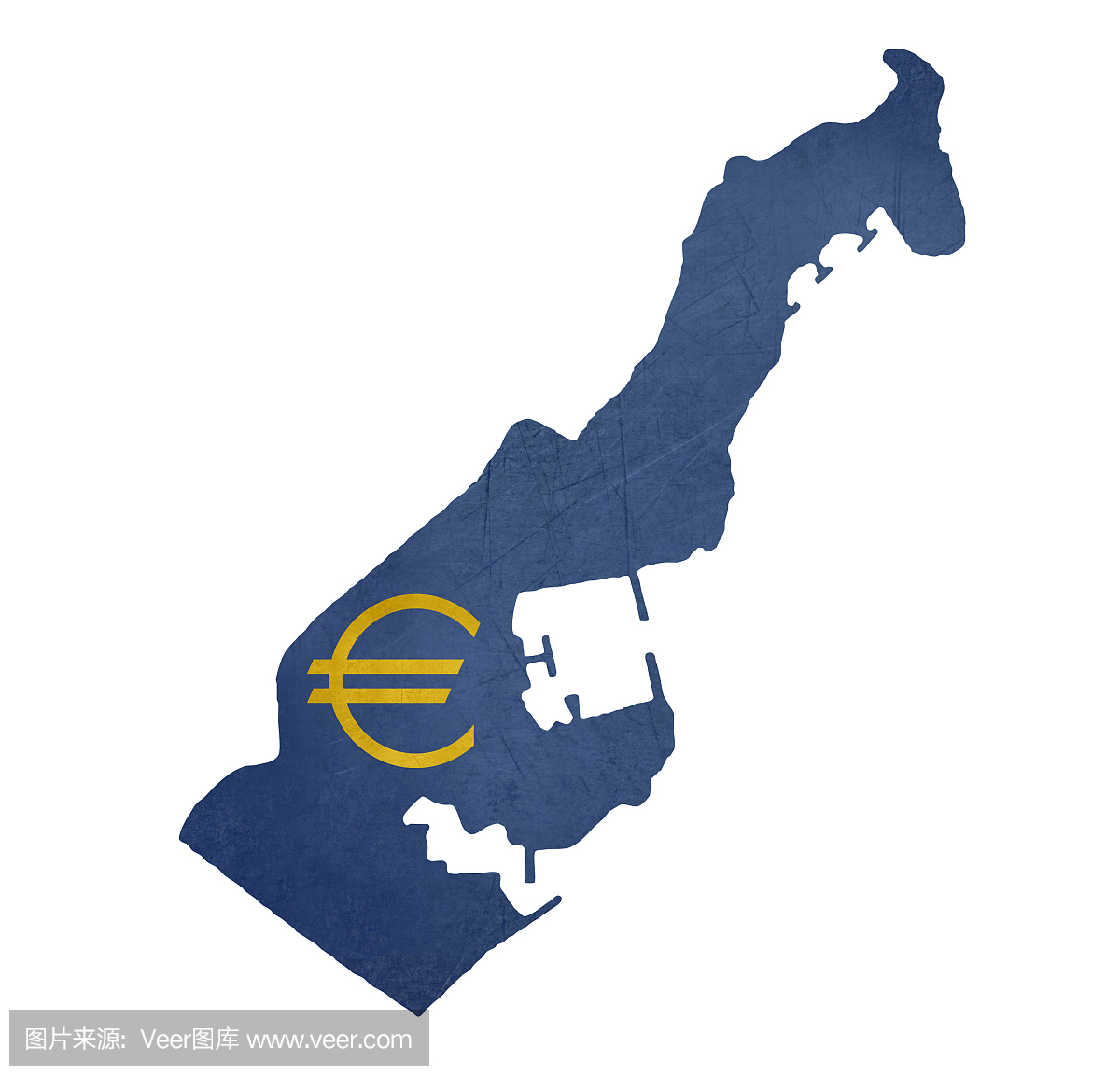 摩纳哥地图上的欧洲货币符号