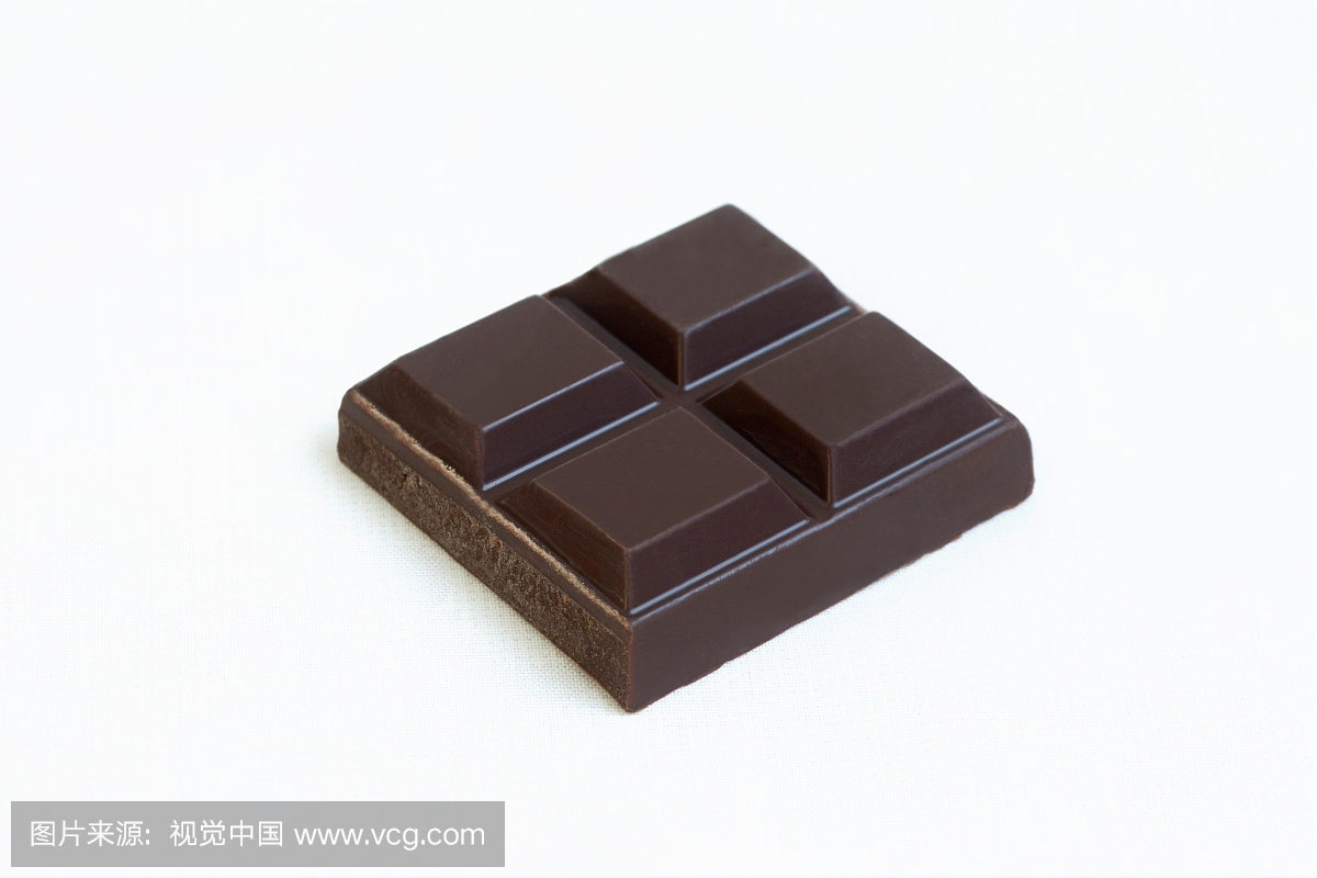 四个方块的黑巧克力,特写镜头