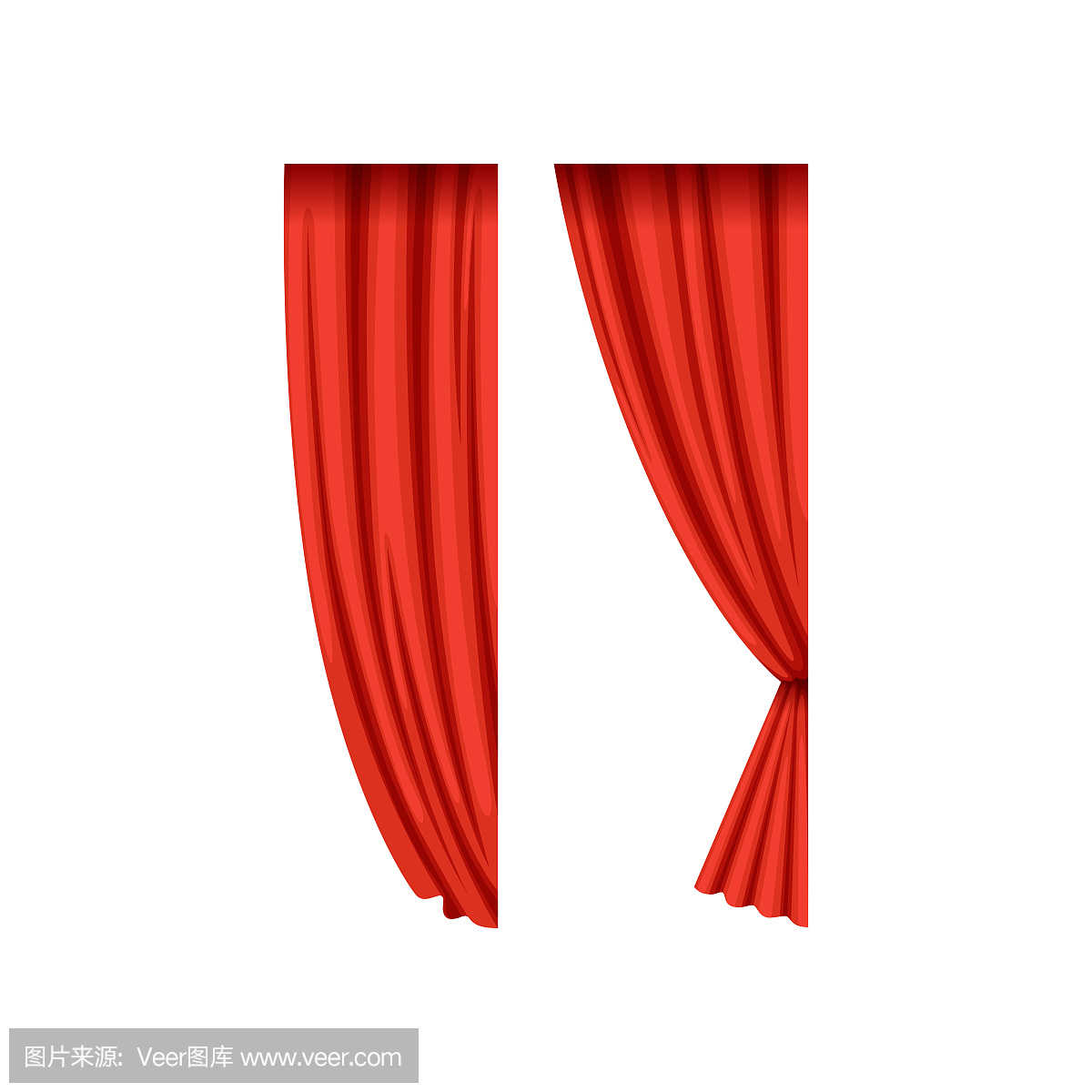 舞台右侧的红色丝绸或天鹅绒戏剧窗帘的图标。