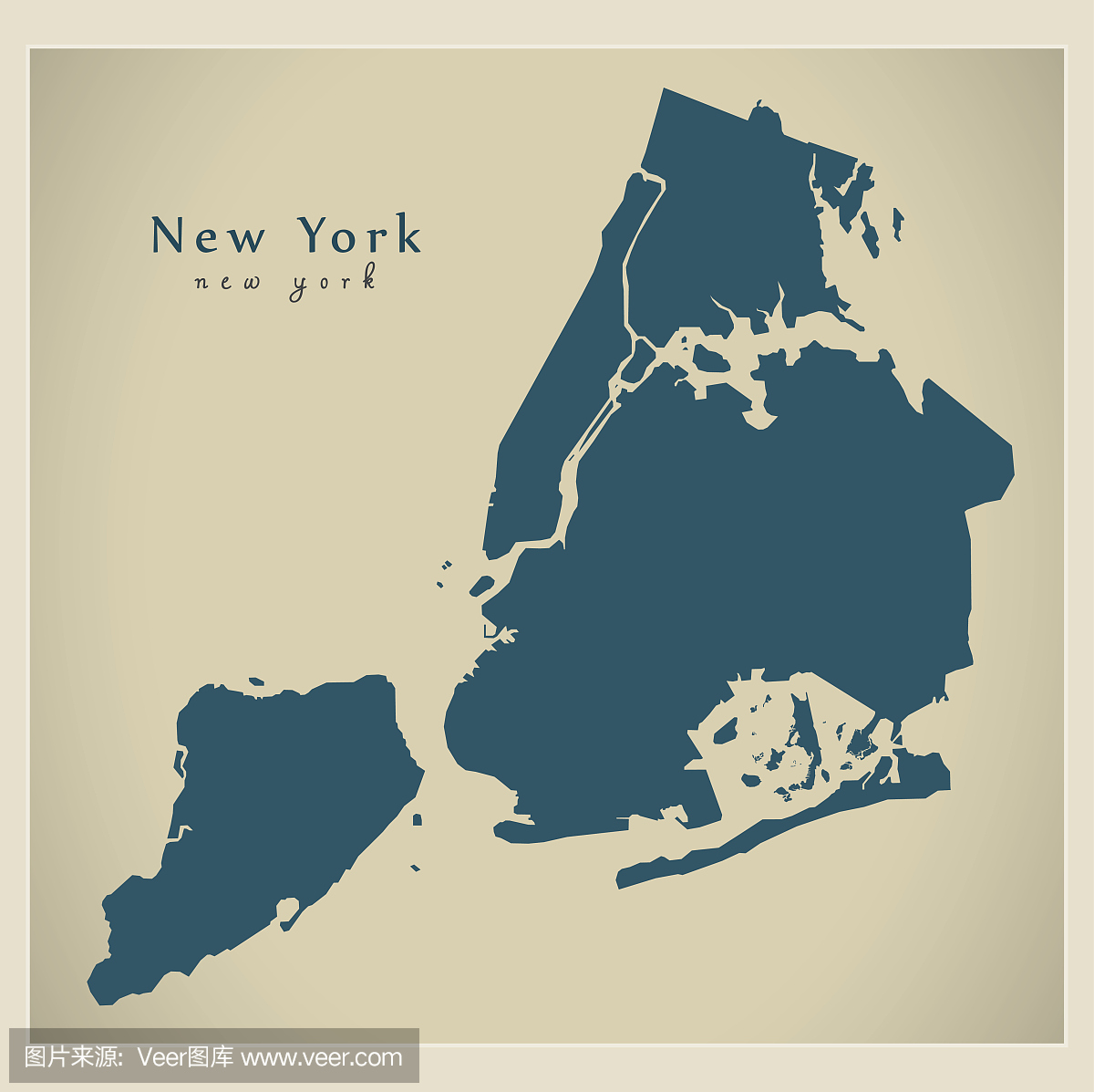 现代城市地图 - 美国纽约市