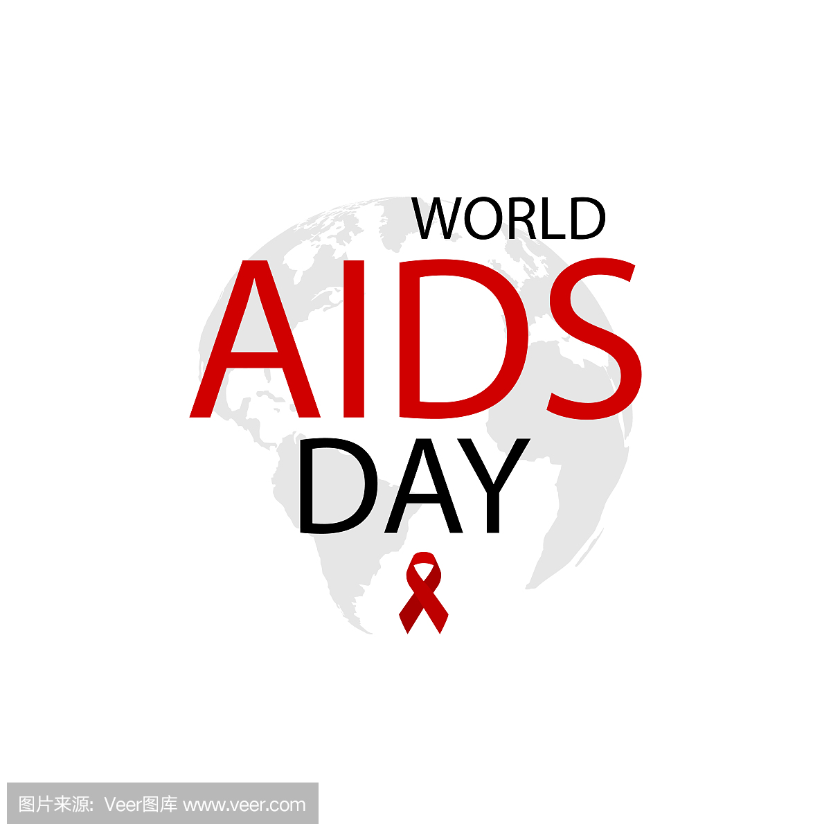 12月1日。世界艾滋病日的概念。艾滋病认识红