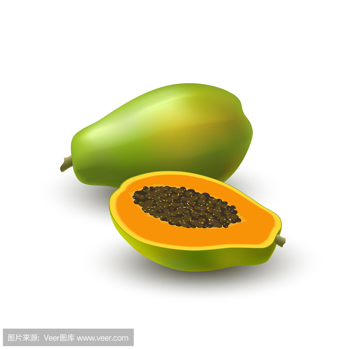 Isolated colored papaya, pawpaw, paw paw ha