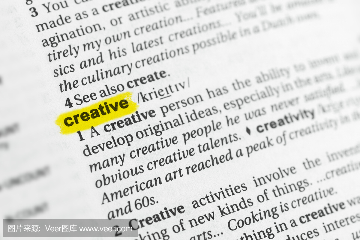 突出显示的英文单词'creative'及其定义