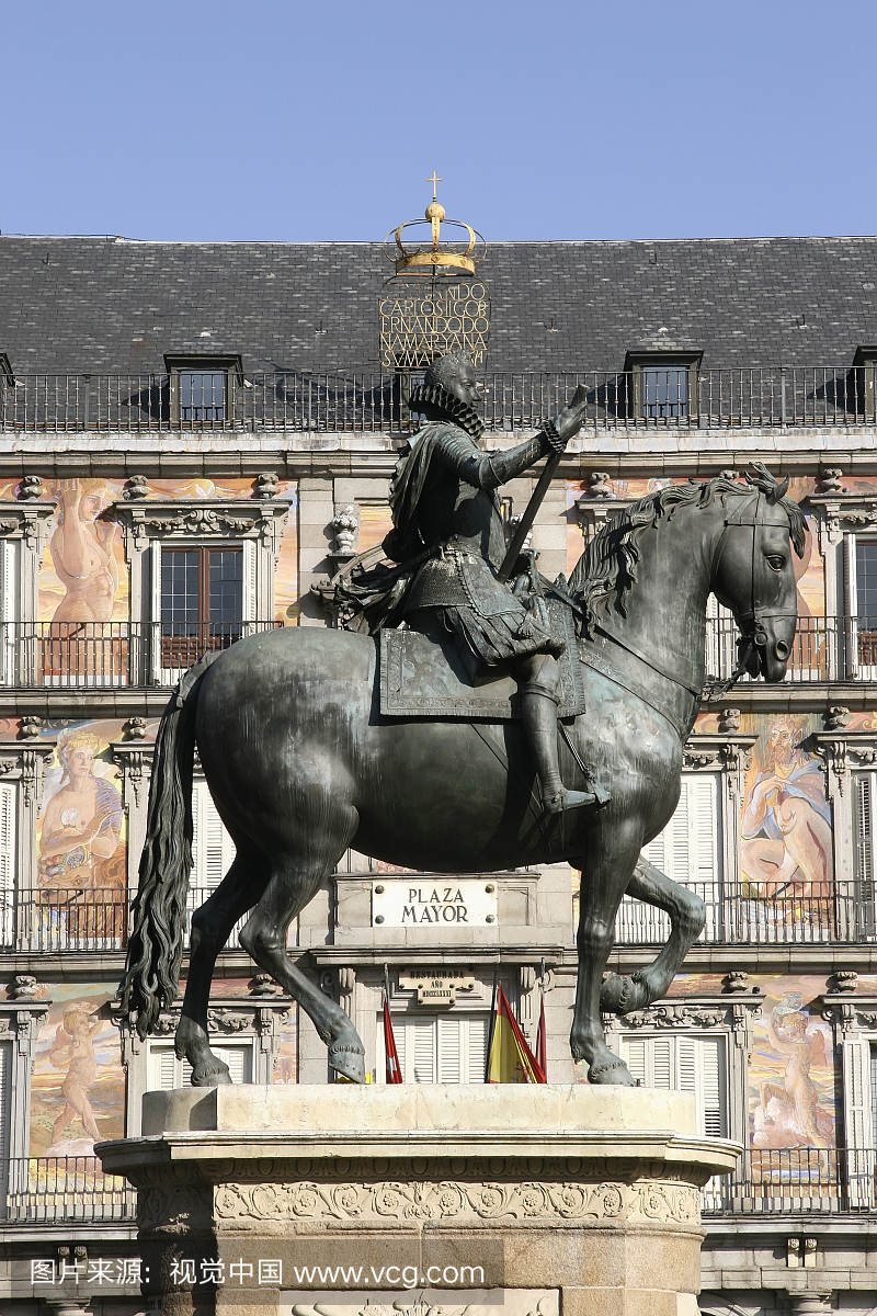 菲律宾国王菲律宾的马术雕像,市长广场,马德里