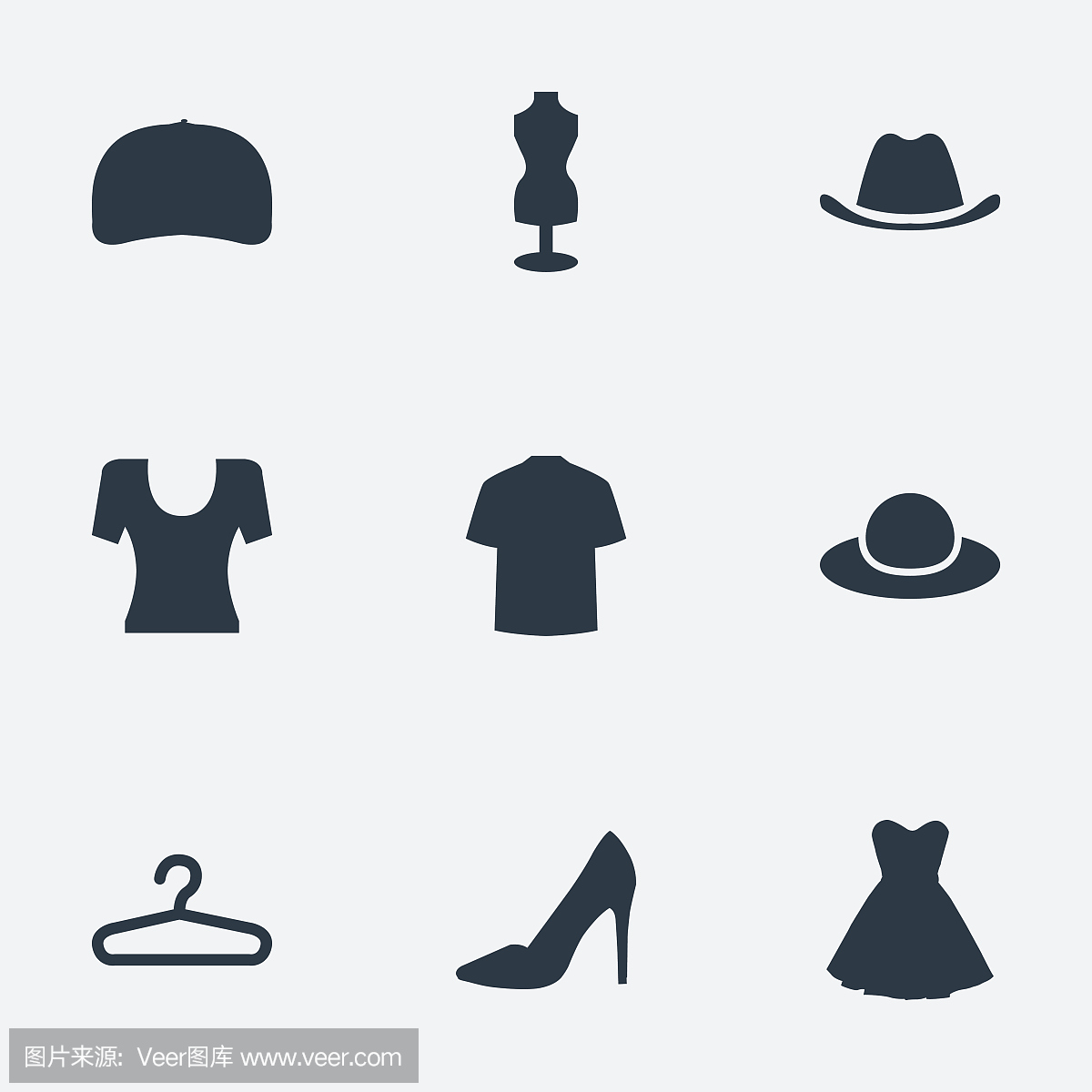 9套简单的礼服图标。