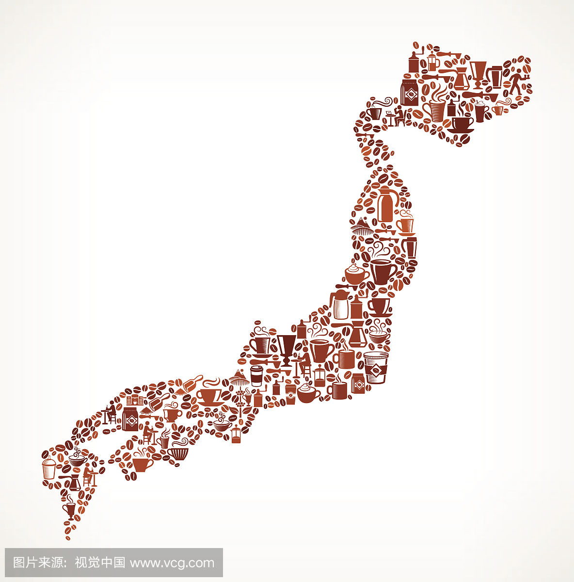 日本地图版税免费矢量咖啡背景图形