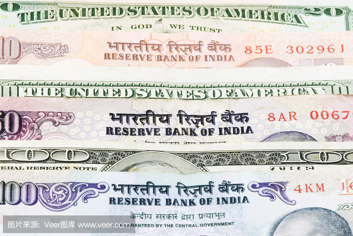 美元和印度卢比货币 - 二