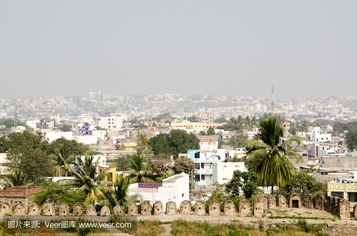 海得拉巴,印度第五大城市,水平画幅,高视角