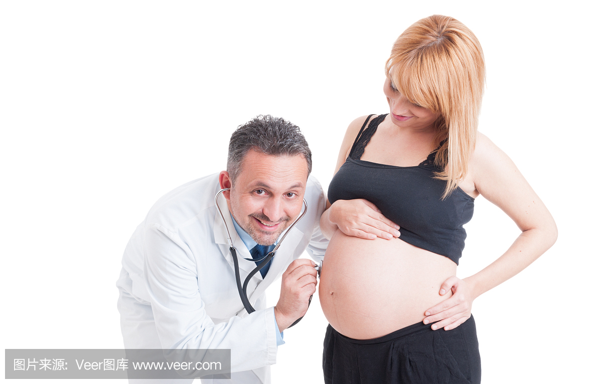 医生听孕妇肚子使用听诊器