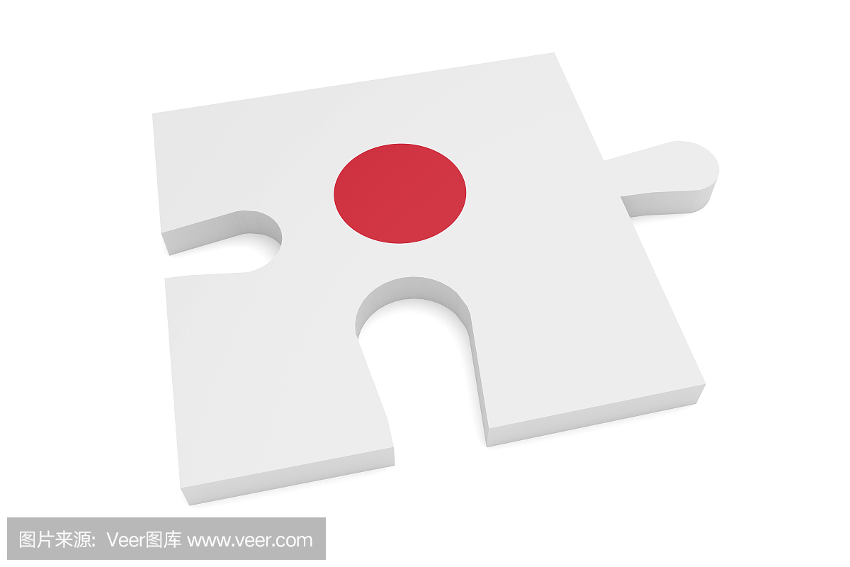 Hinomaru日本国旗拼图片,3d插图