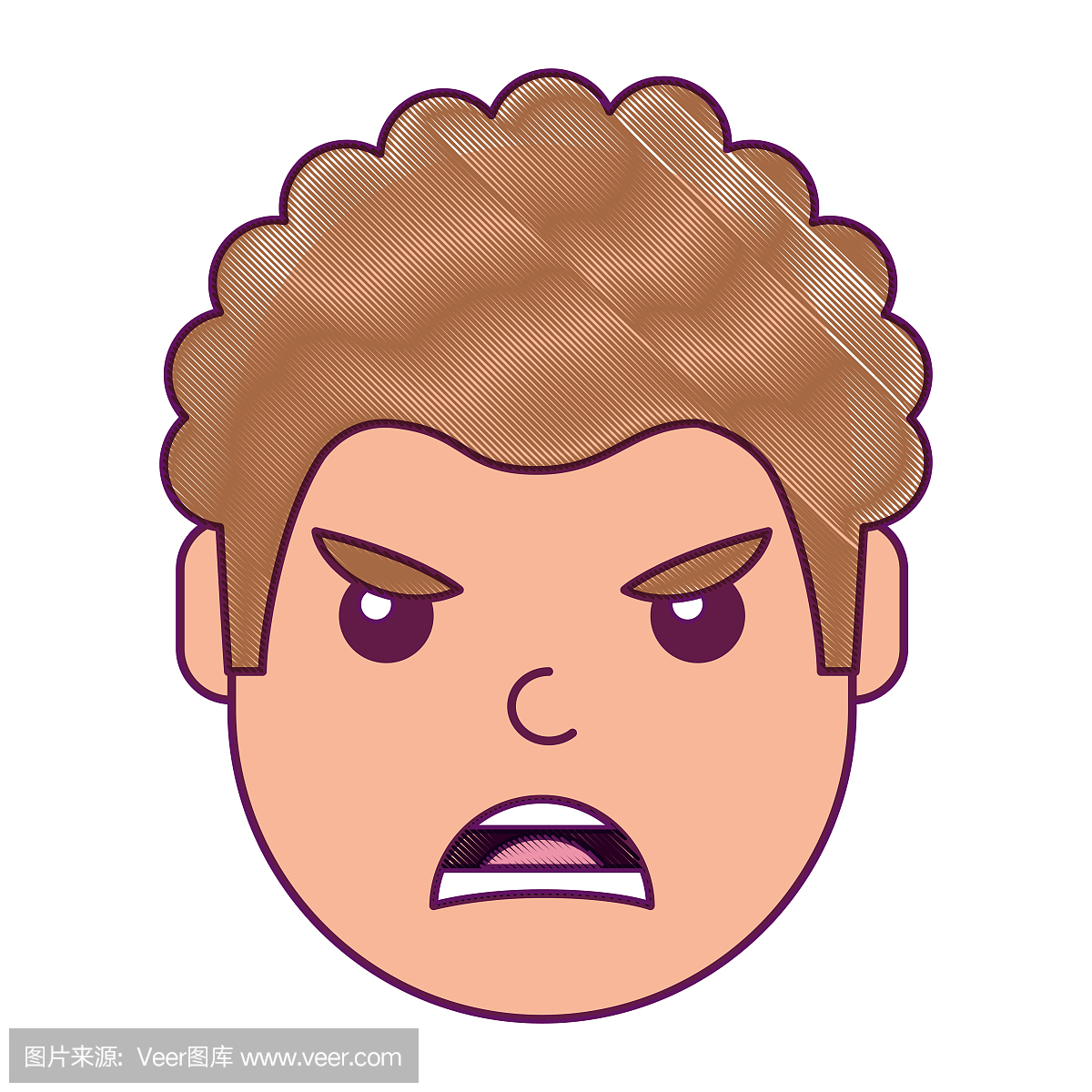 愤怒的表情，表情卡通插画图片素材_ID:168453785-Veer图库