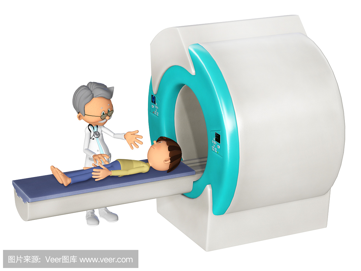 MRI扫描医生和小男孩,3d