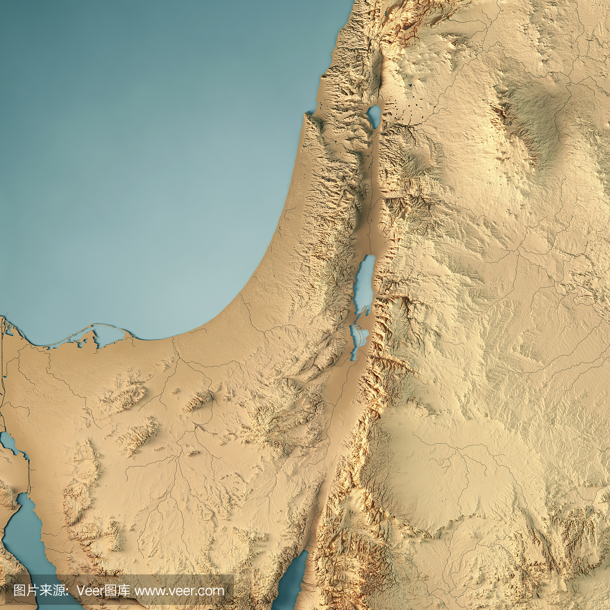 以色列国家3D回报地形图