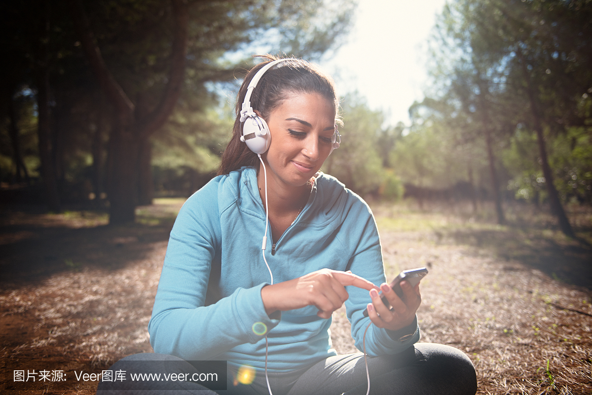 成年的,人的耳朵,音乐,慢跑