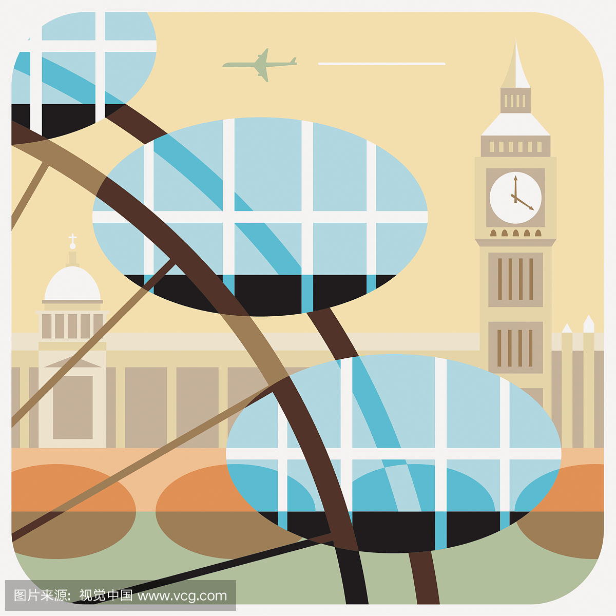 议会大厦,千年轮和大本钟,伦敦,英国