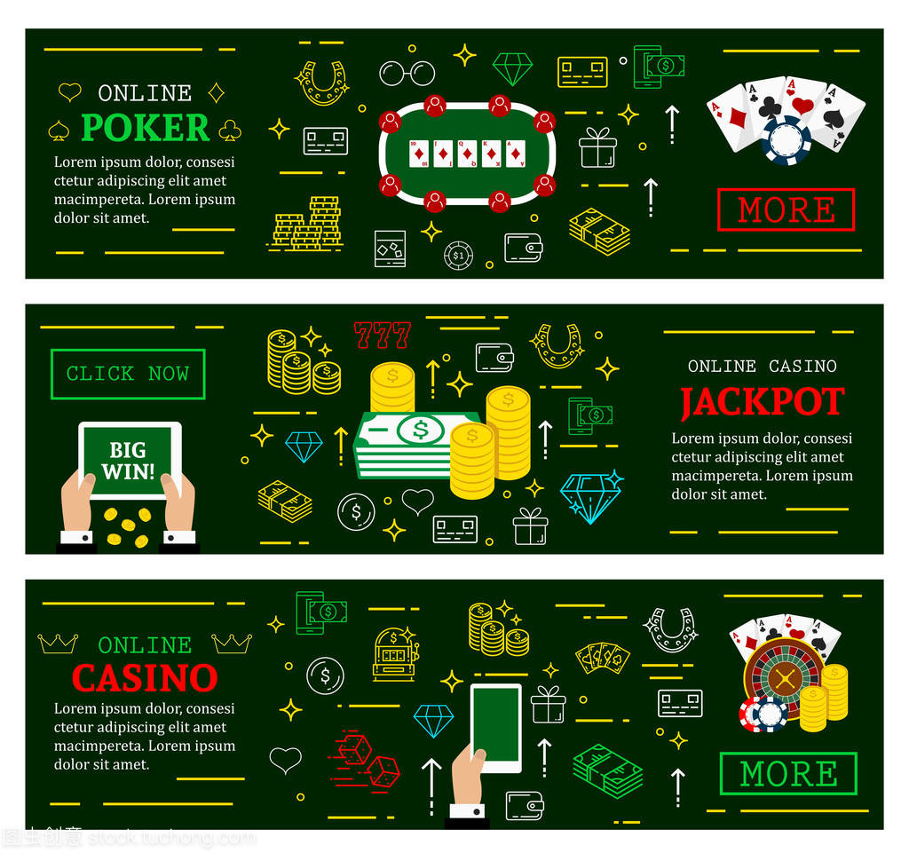 Online casino poker jackpot vector web banner Online casino poker jackpot vector web banner