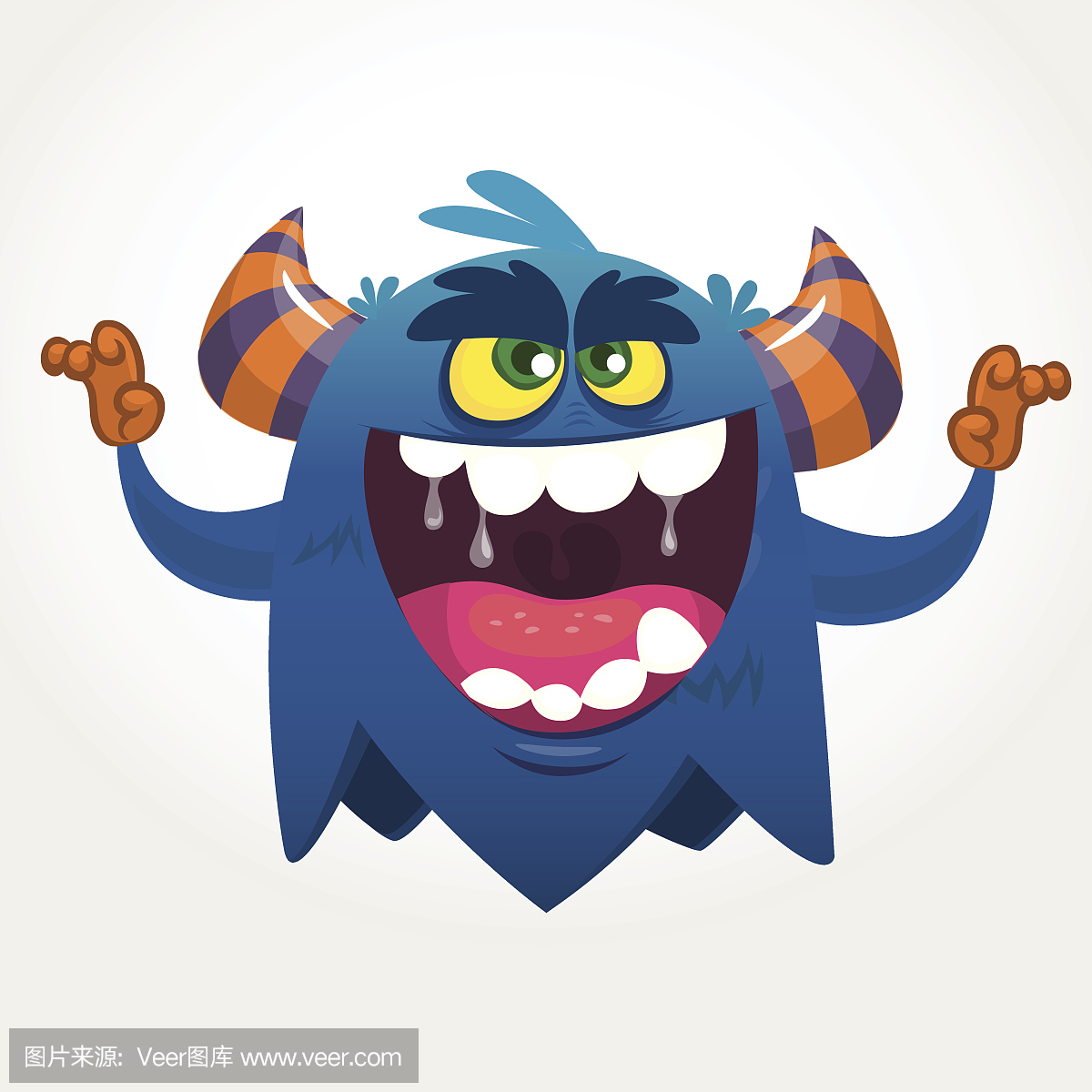 . Yelling angry monster expression. Halloween v