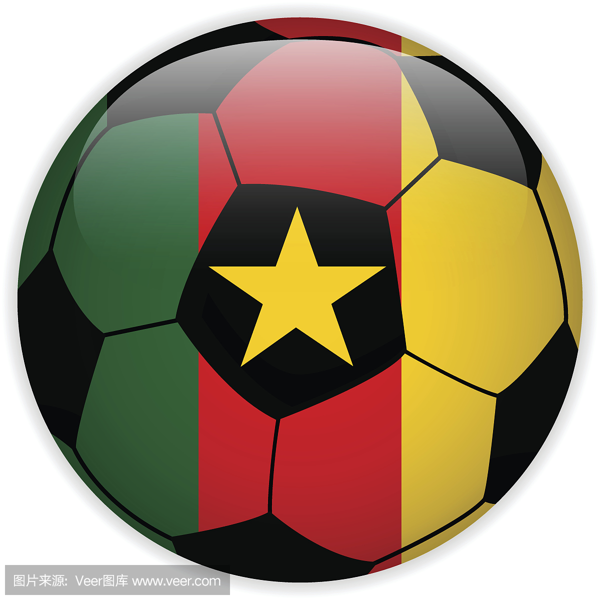 喀麦隆国旗与足球背景