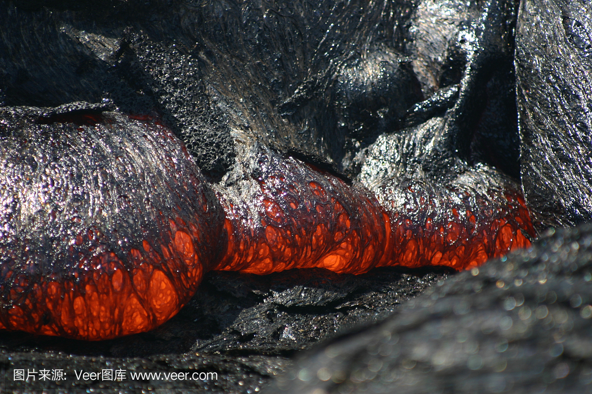 火山景观夏威夷熔融液态玄武岩熔岩火山爆发