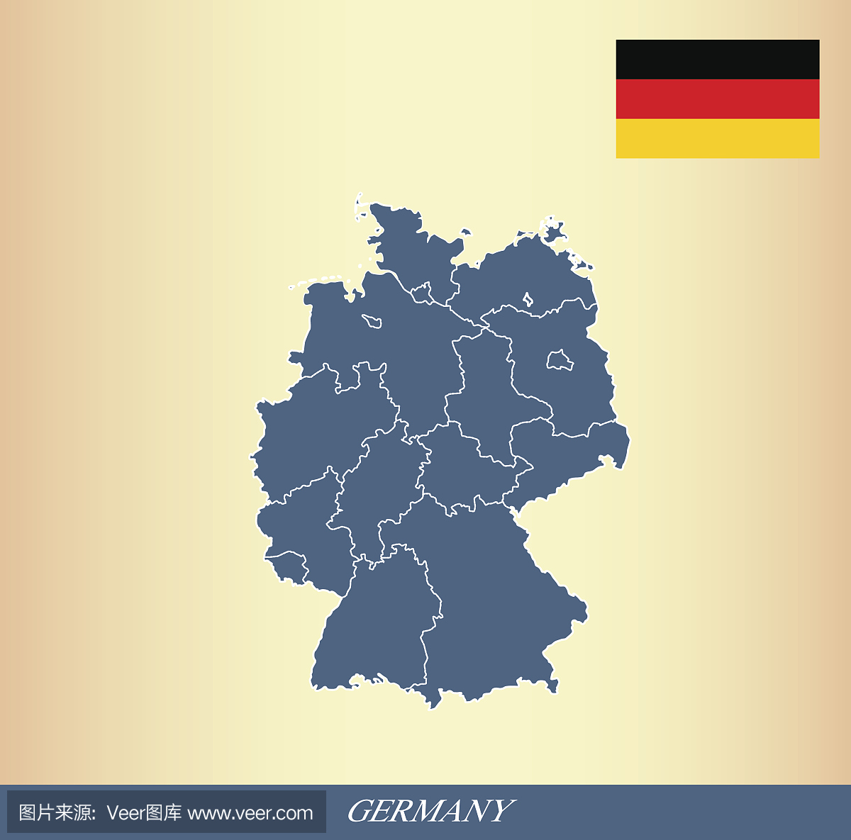 德国地图轮廓矢量和德国国旗矢量轮廓