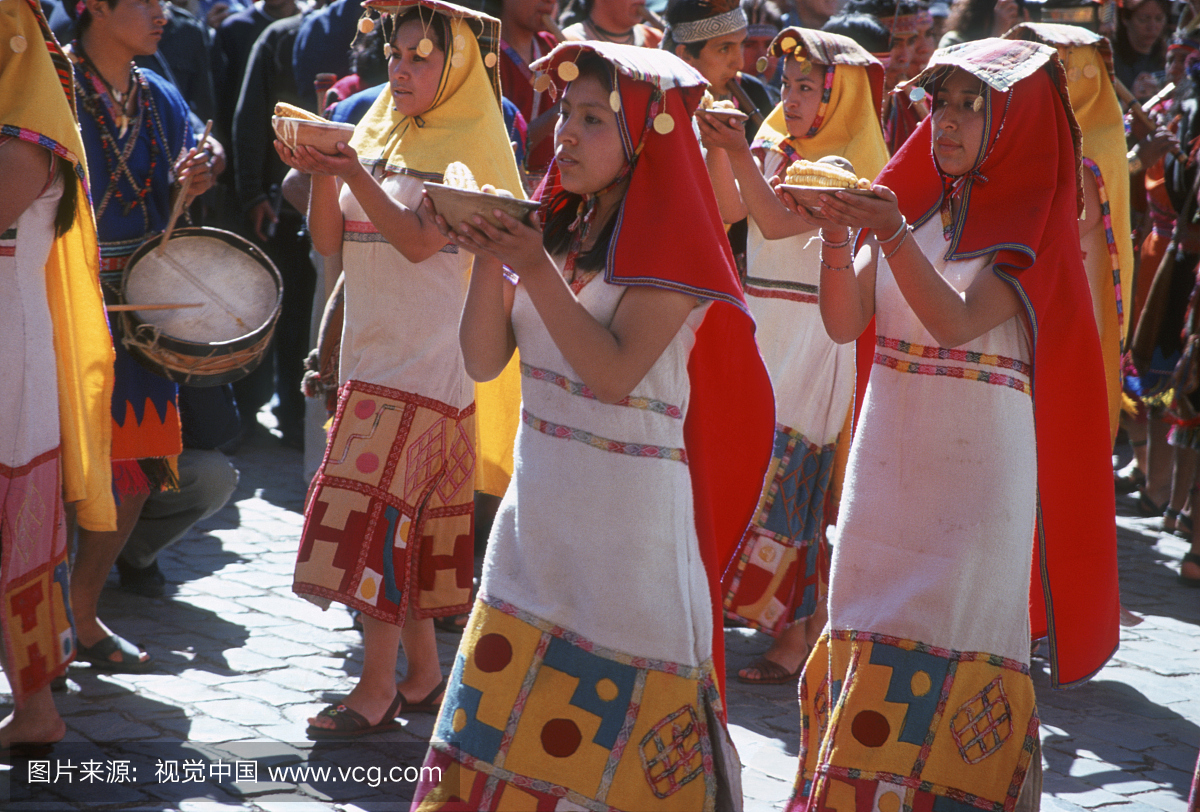 在传统节日表演的舞者,库斯科,库斯科地区,秘鲁