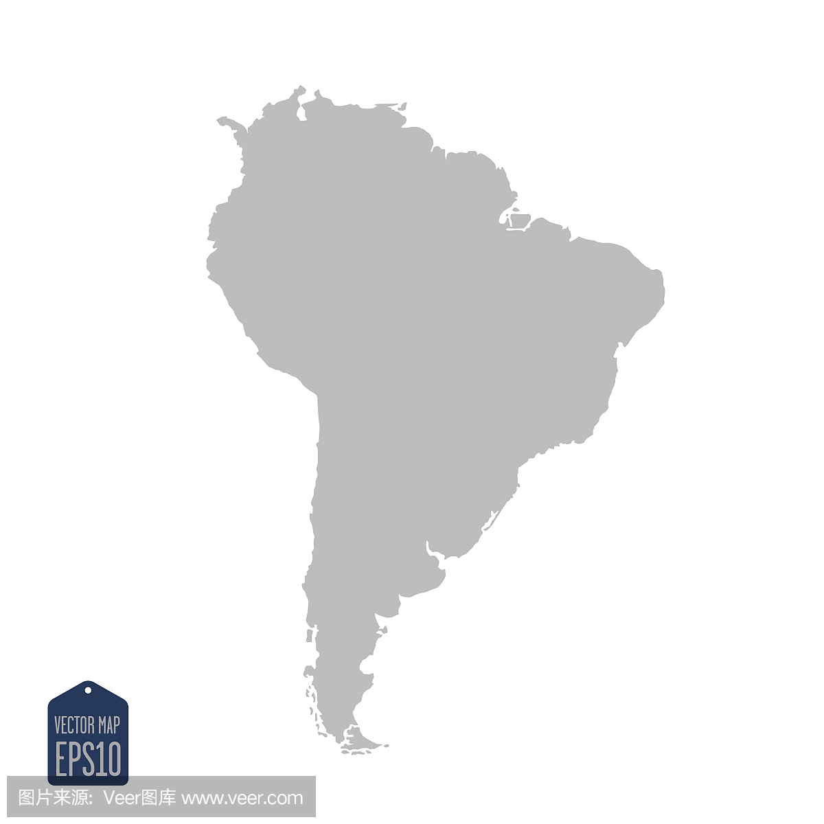 剪影地图南美洲大陆