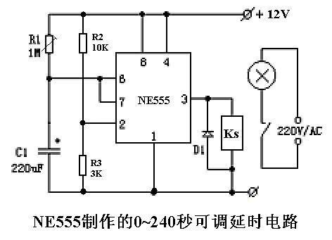 555延时开关电路图_延时电路 555_555触发延时电路