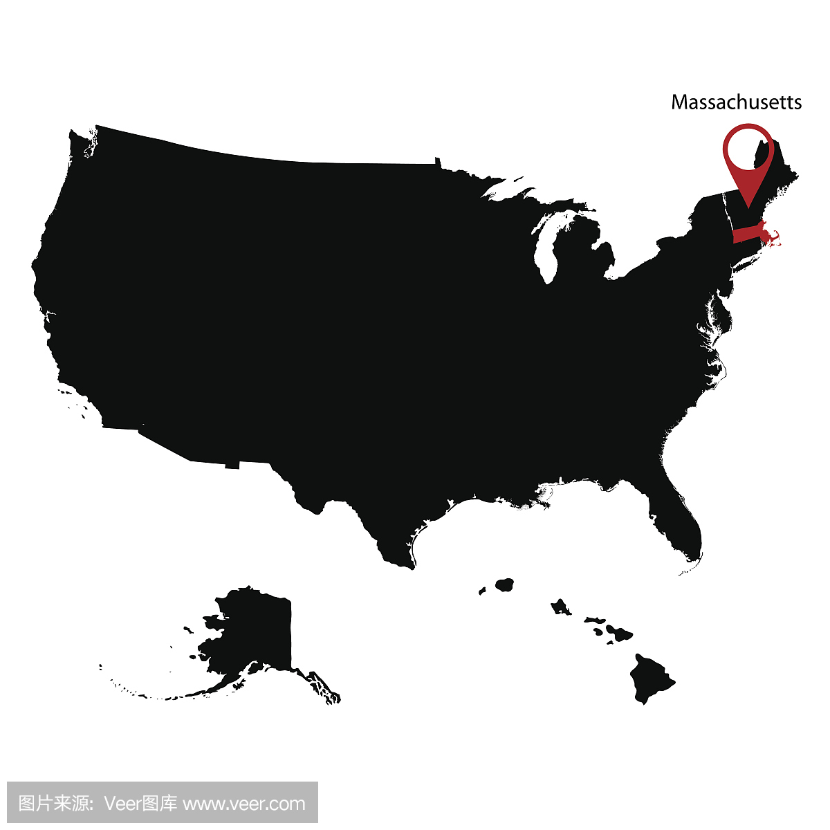 美国马萨诸塞州地图