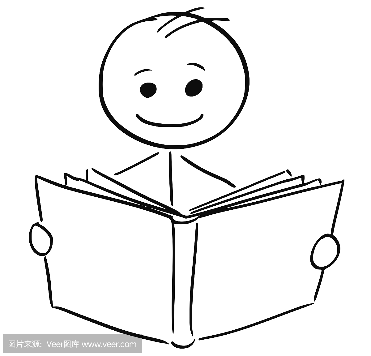 Smiling Man Reading a Book