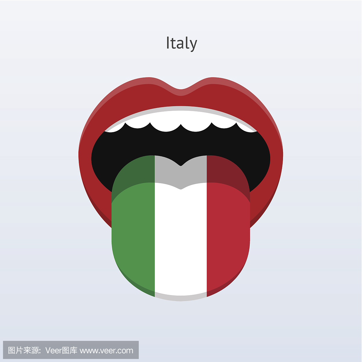 意大利语言。抽象人舌。