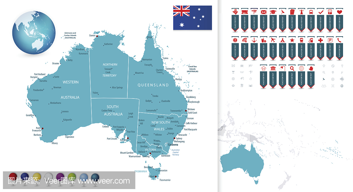 澳大利亚地图与导航地图指针