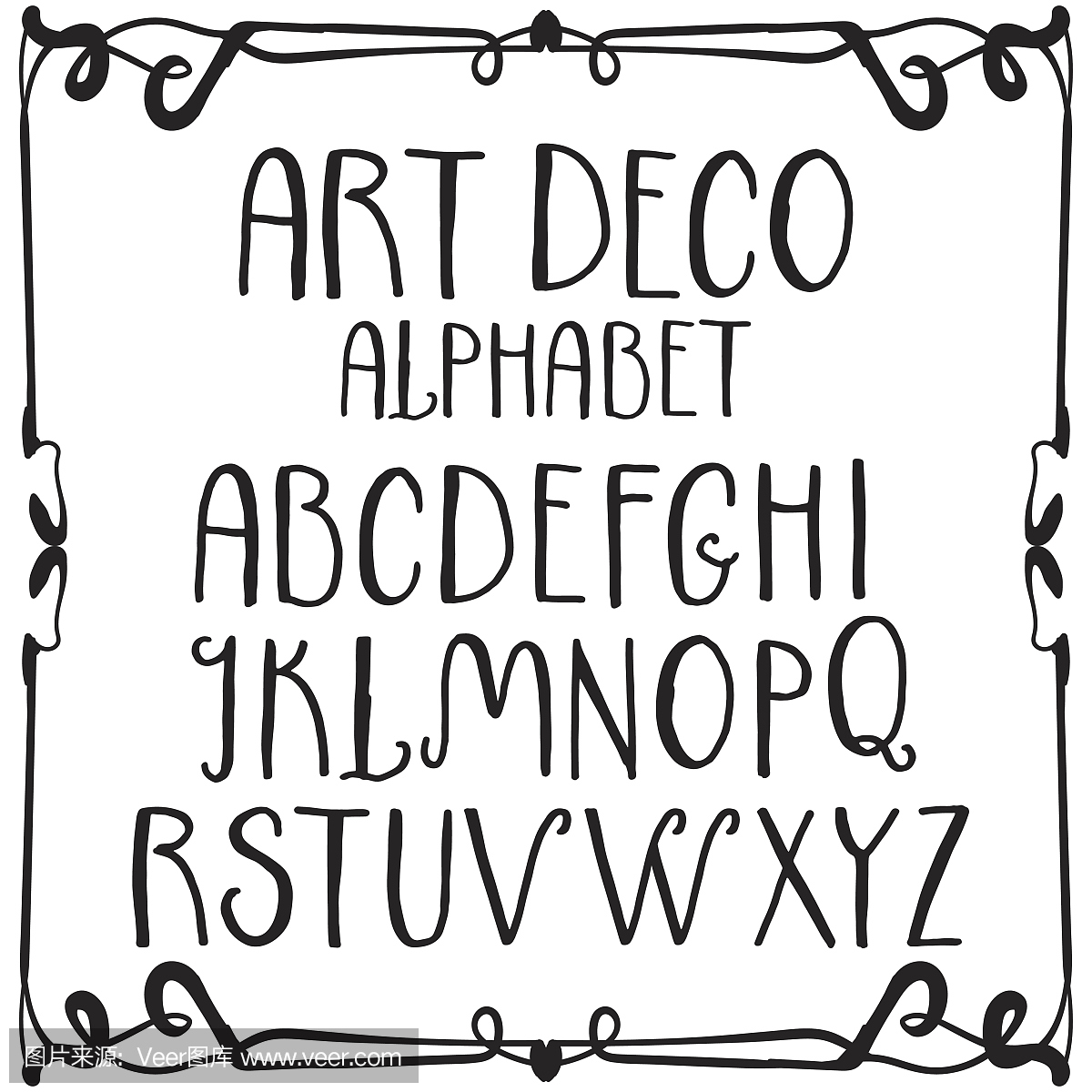装饰艺术手写罗马字母表