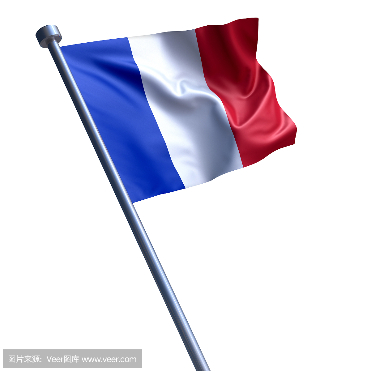 法国国旗被隔绝在白色