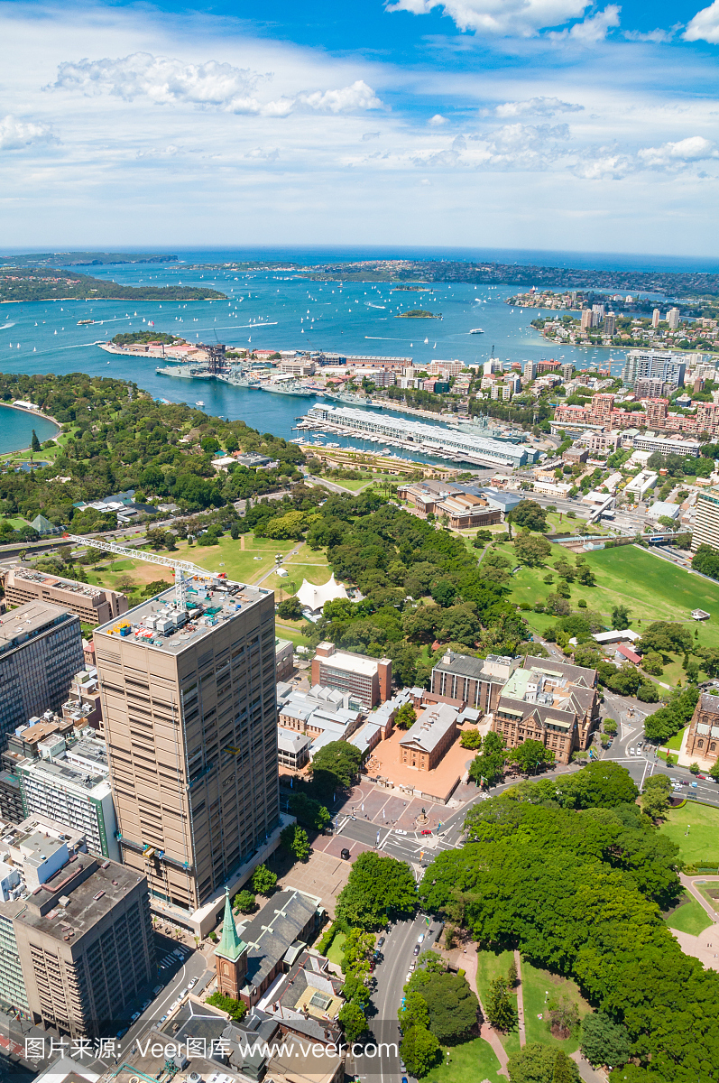 悉尼郊区和植物园鸟瞰图