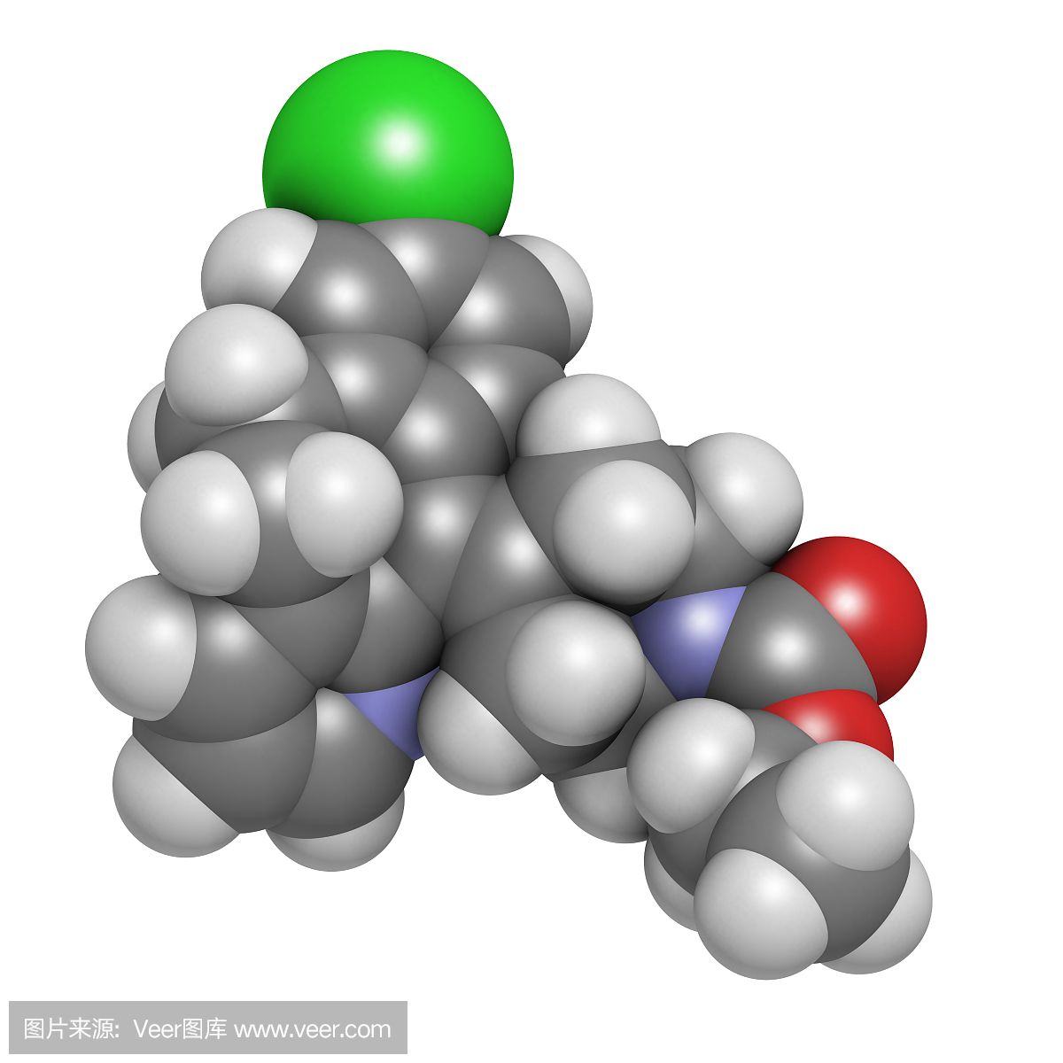 氯雷他定抗组胺药,化学结构。