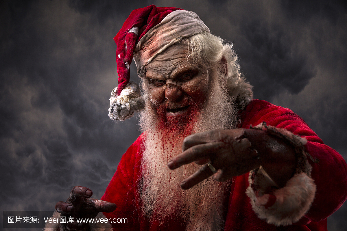 图片的真实串行杀手圣诞老人僵尸在徘徊