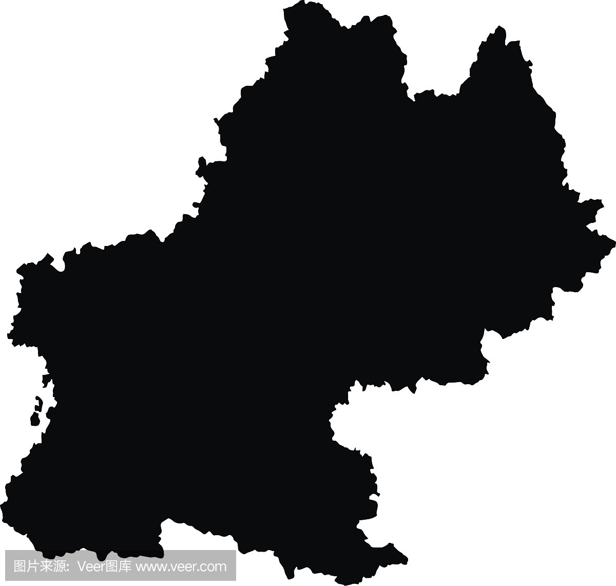 在比利牛斯山脉的黑色地图在白色背景矢量图