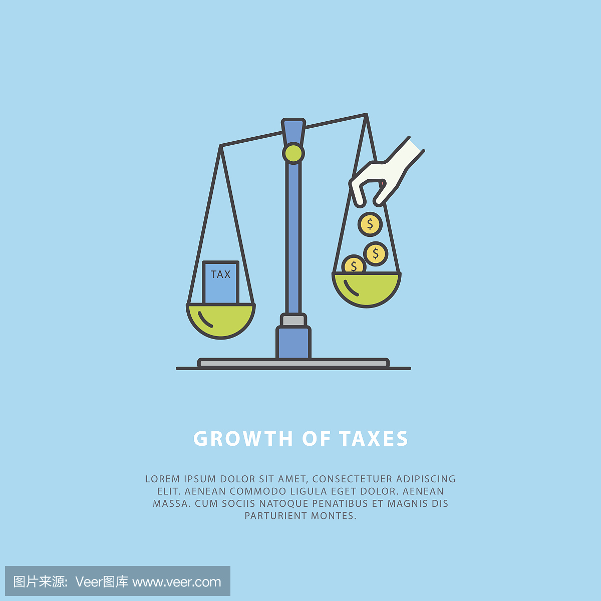 关于税收增长的彩色矢量新闻概念。