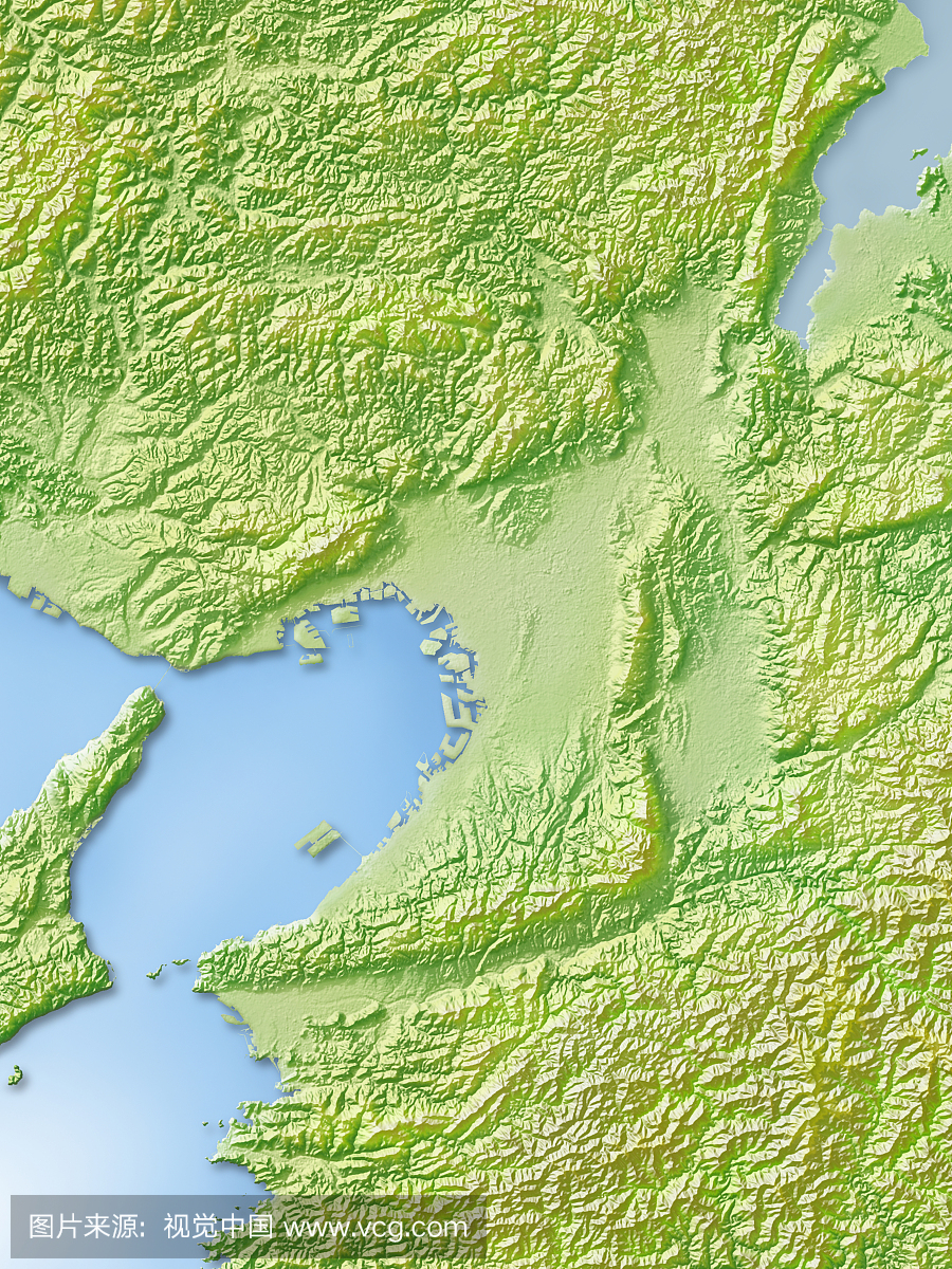 Digitally Generated Map of Osaka Prefecture, Japan