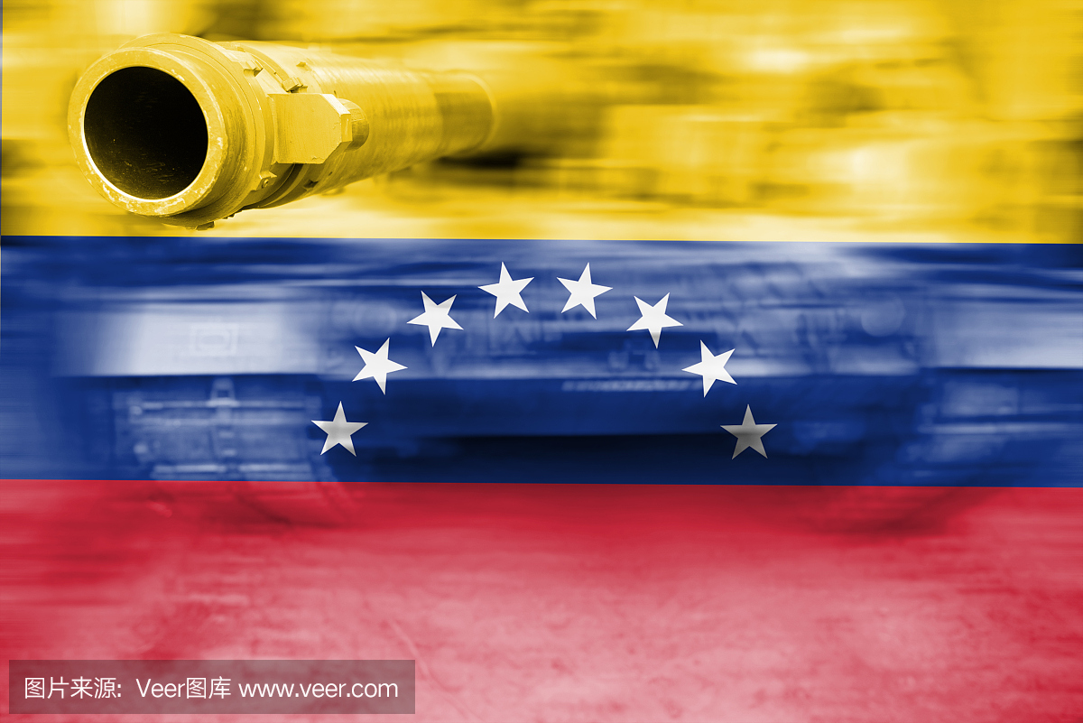 军事力量主题,运动模糊坦克与委内瑞拉国旗