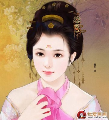 手绘美女头像人物画:手绘古装美女图片(2)-75kb