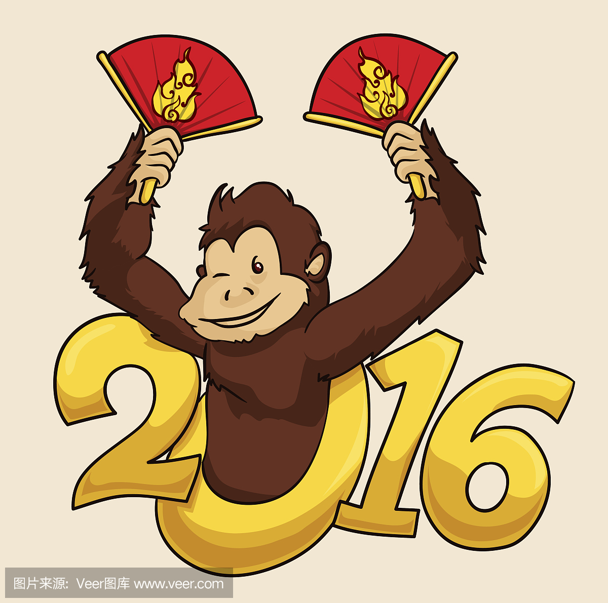 Funny Monkey for Chinese New Year 2016 with