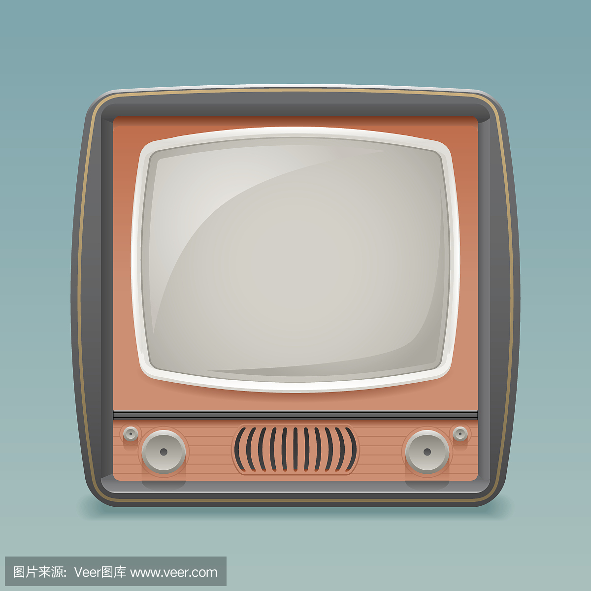 复古复古老电视占位符框图标现实3d平面设计