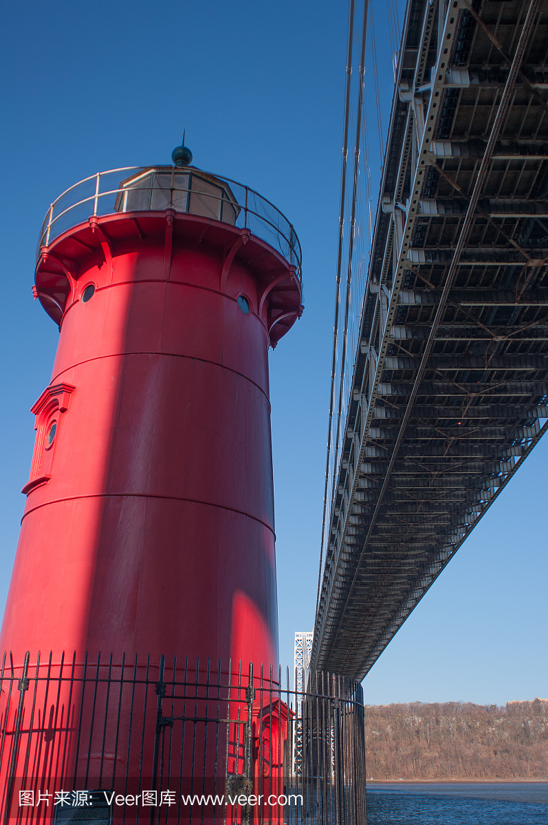 小红灯塔和乔治华盛顿大桥,纽约市