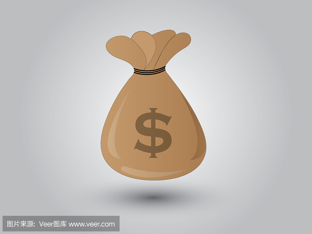 一袋钱在美元在白色背景中