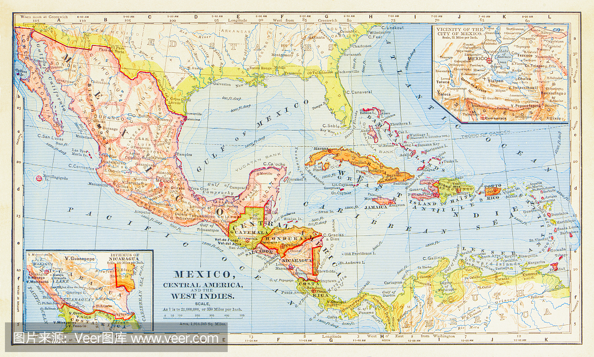 1883年中美洲地图