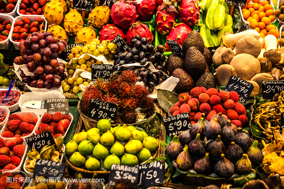 水果品种在巴塞罗那市场