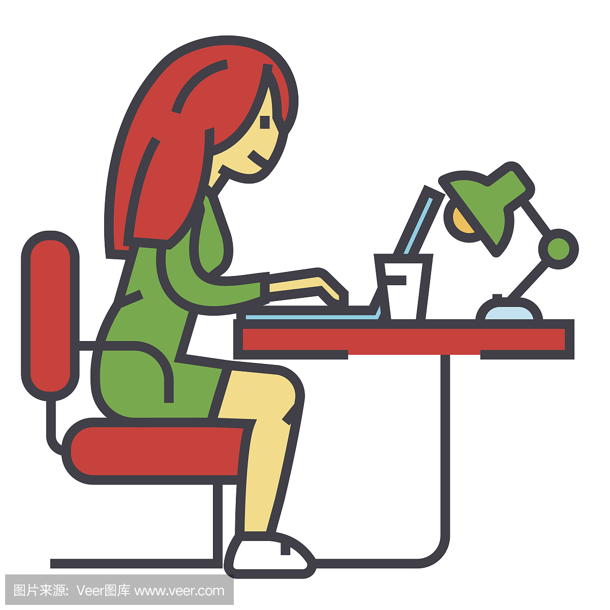 女人在办公室或在家工作笔记本,女性自由职业