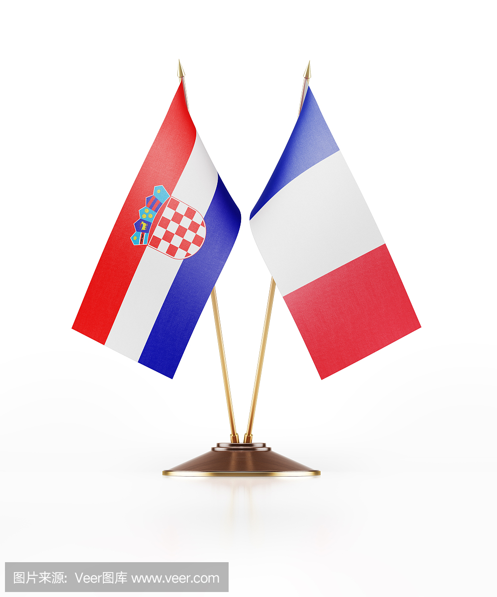 克罗地亚和法国的小旗